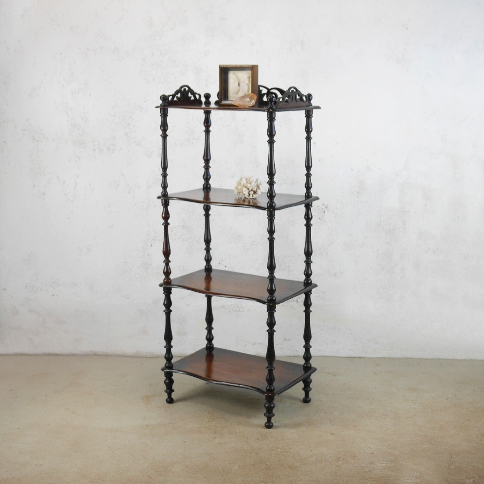 Antique 19th Century Tall 4 Shelf Whatnot Display Stand Ebonised #102850 photo furniture