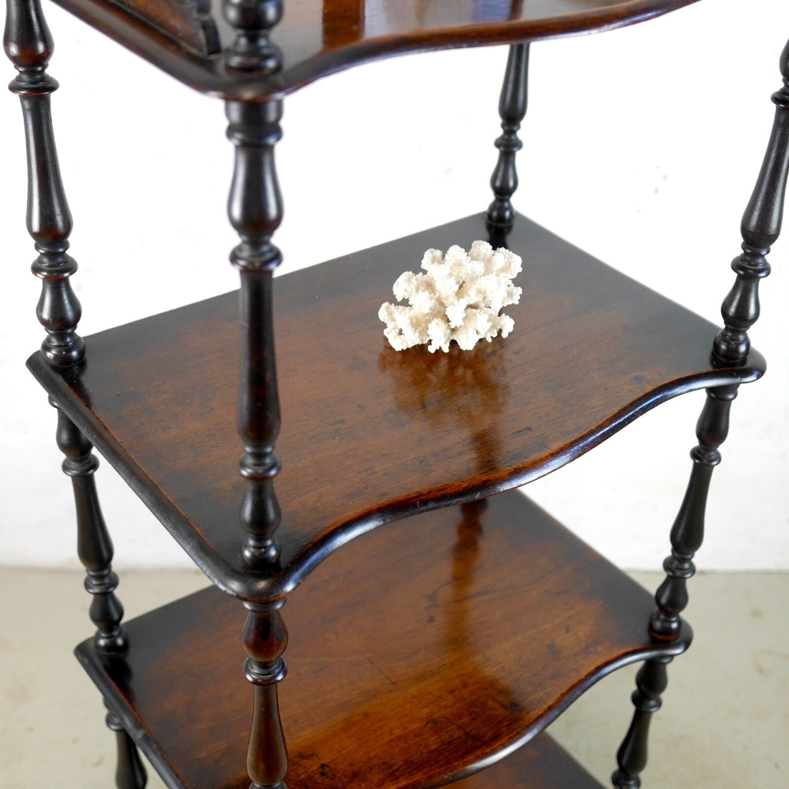 photo vinterior Antique 19th Century Tall 4 Shelf Whatnot Display Stand Ebonised #102850