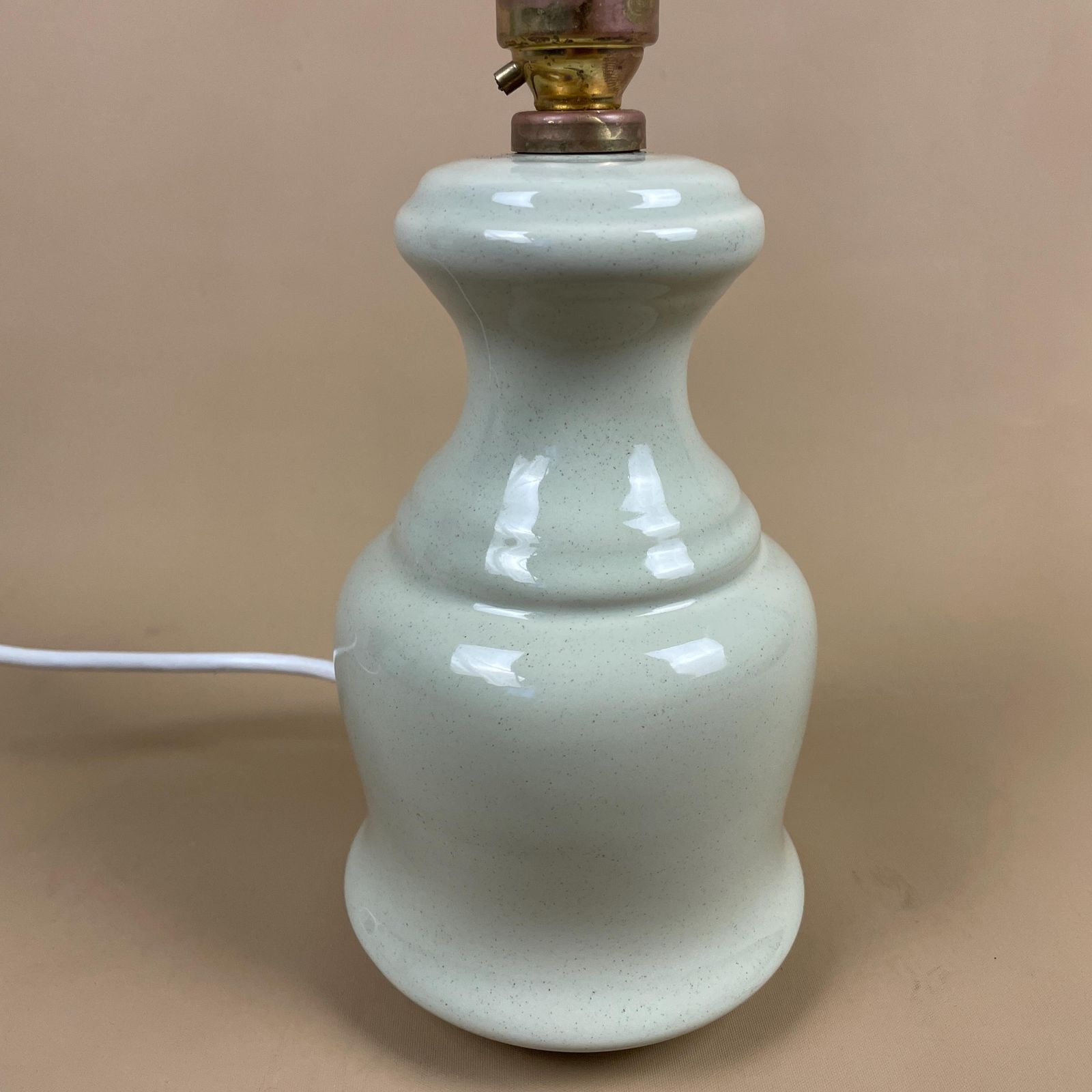 Vintage Ceramic Pale Green Lamp Bedside Table Light Round Vase Retro Cottage Pottery Natural Antique photo Lighting