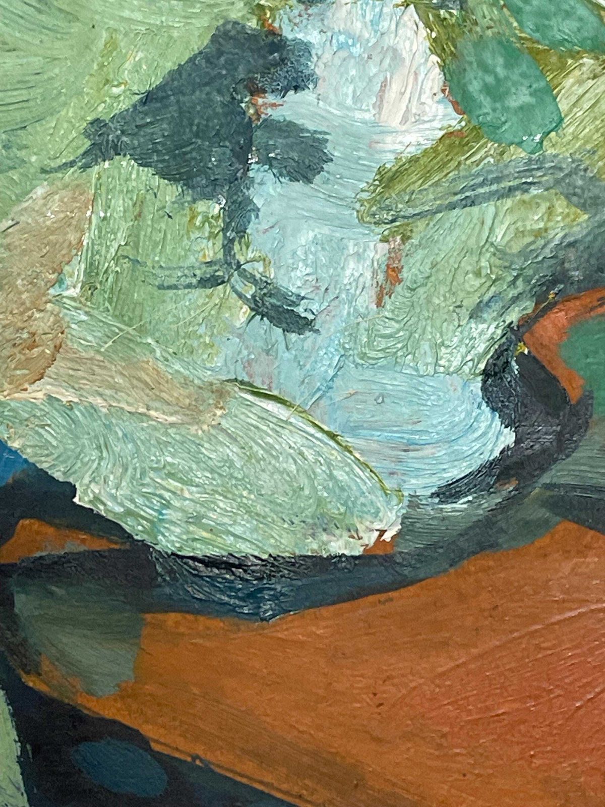 Abstract Vintage Original Danish Mid Century Signed Oil On Plate Painting From The 1970s In Strong Colours photo vinterior