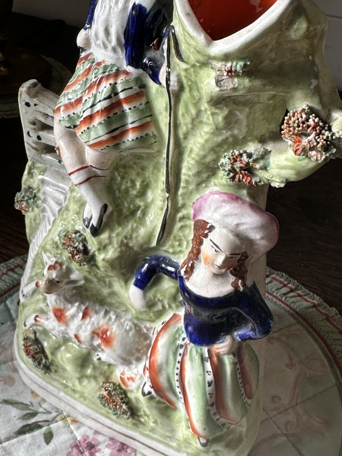 Pretty Antique Staffordshire Ware Slip Vase photo vintage