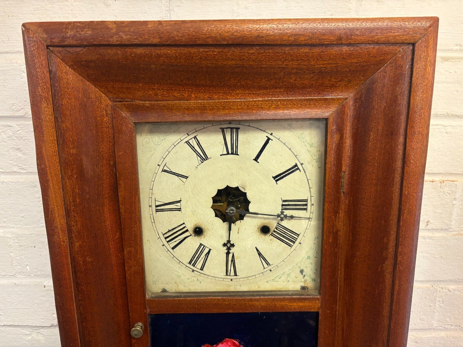 Antique Patent Brass Clocks By Ansonia Brass Company Wooden Cased Wall Clock A/F photo furniture