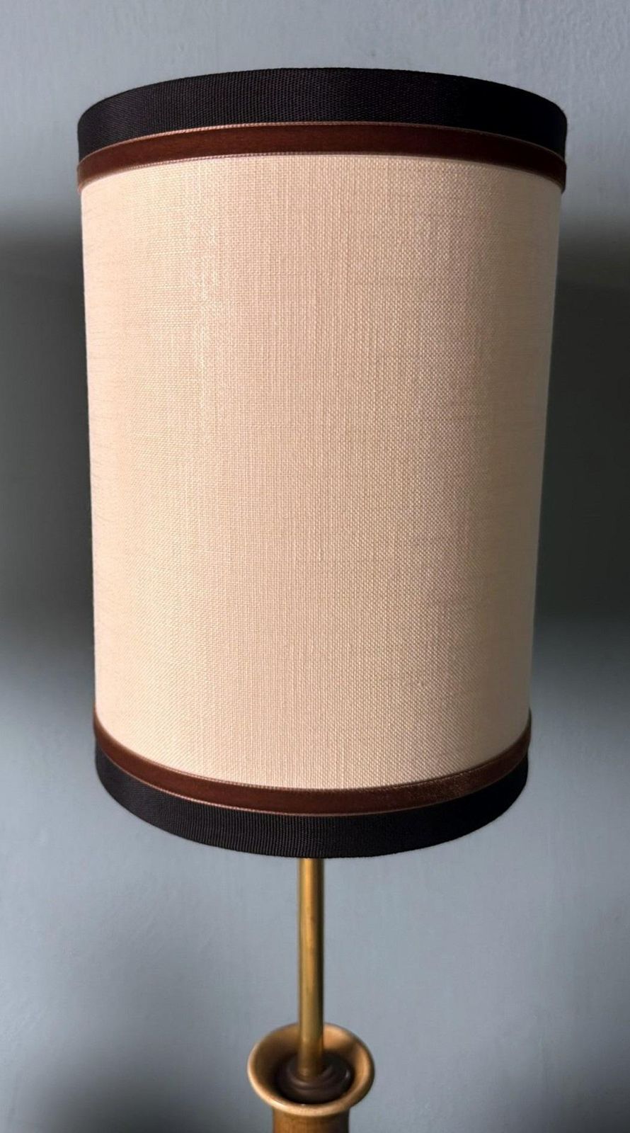 Pair Of Chinese Crackle Glazed Porcelain Lamps With Wooden Base And Lampshades photo vintage
