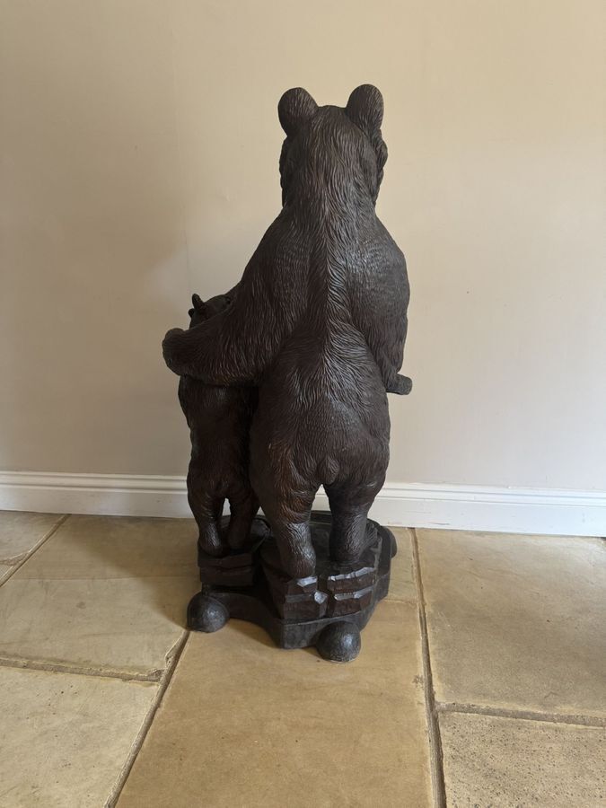 Fantastic Quality Large Antique Black Forest Carved Bear Double Stick Stand photo 8795.0