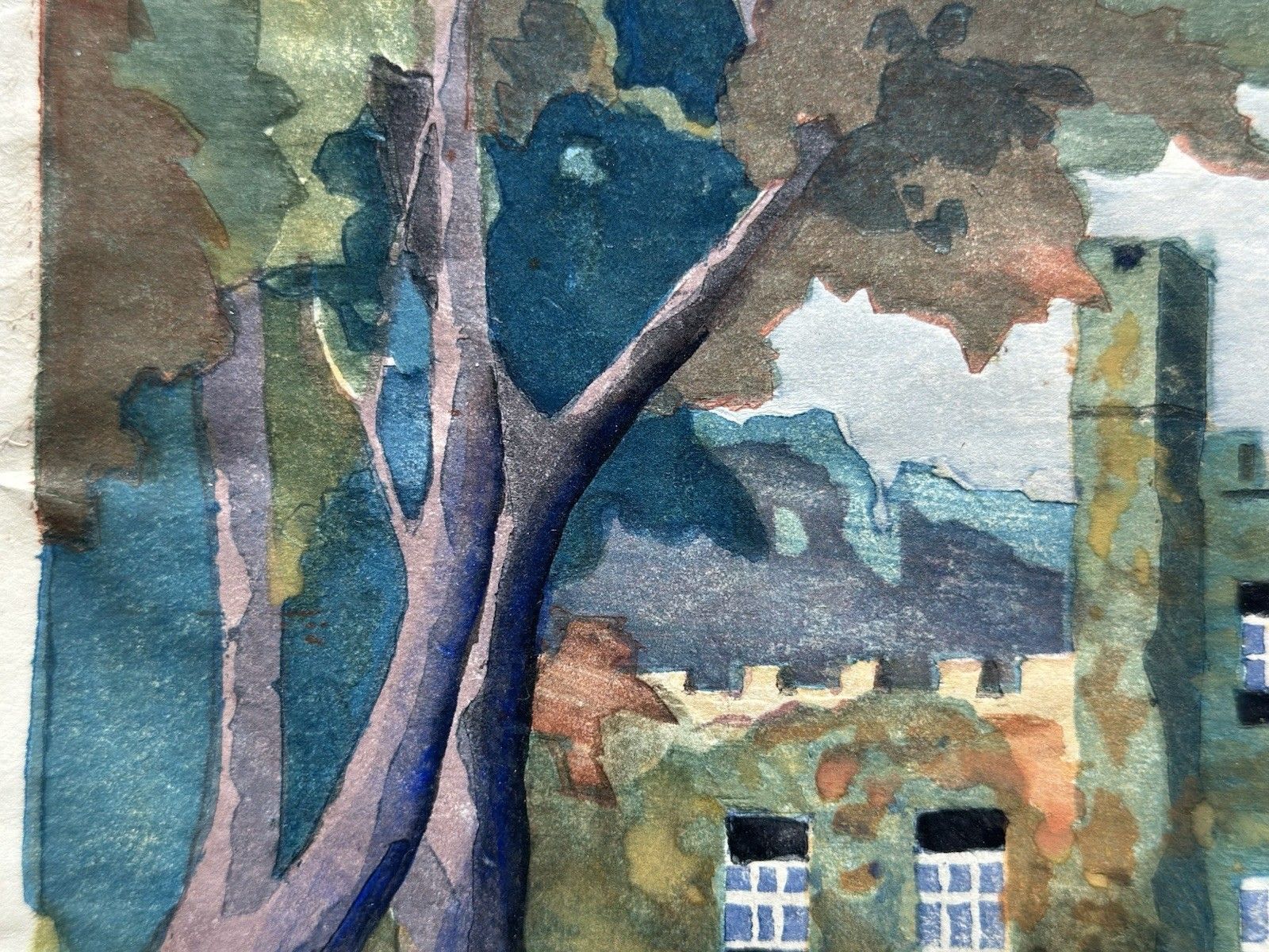 Eric Slater (1896 1963) Modern British Coloured Woodcut Tregenna Castle Hotel photo vinterior