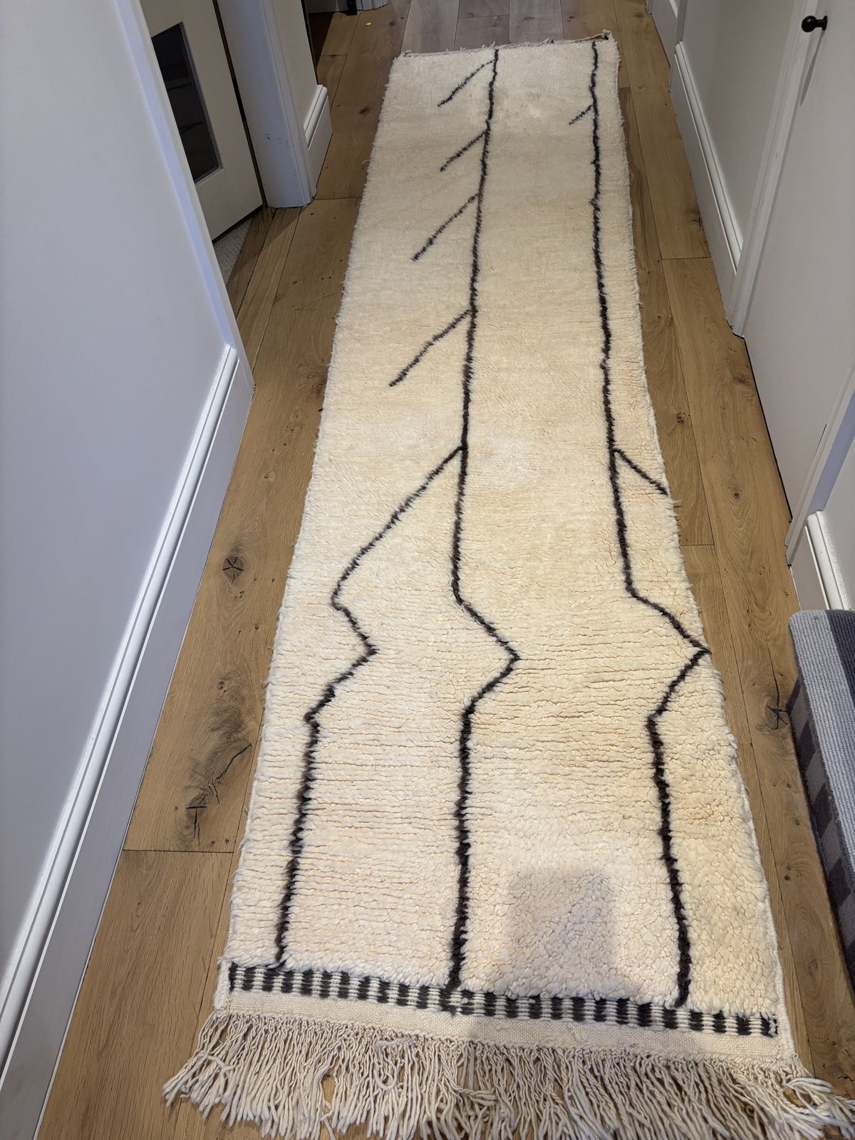 Original Moroccan Beni Ourain Runner Rug Reversible