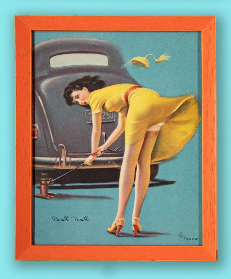 Professionally Framed Original 1950s Pin Up Cards – Set Of 12 photo for sale
