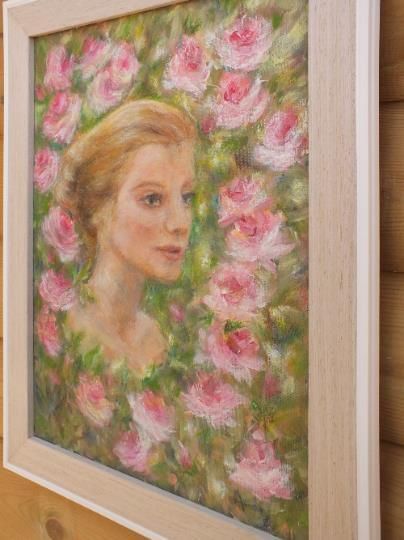 Girl Woman Portrait Original Oil Painting English Rose Framed Signed Andi Lucas photo vinterior