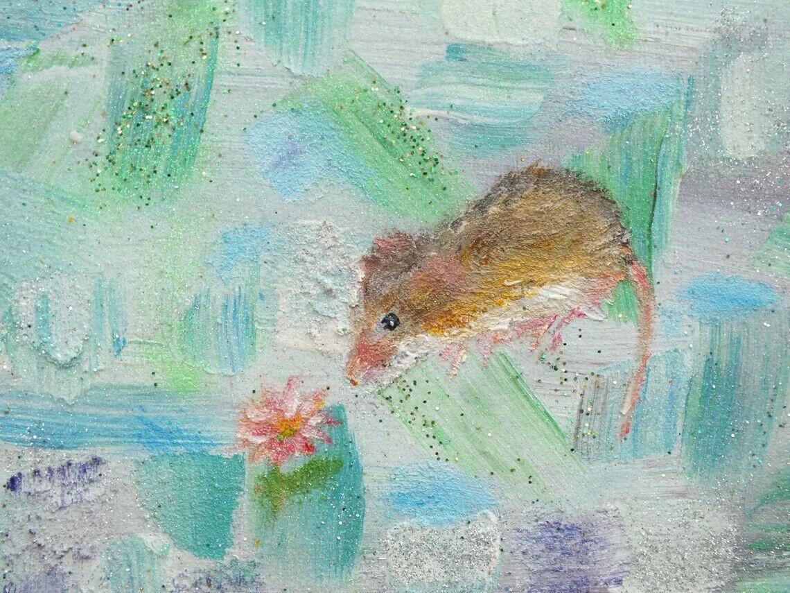 New Original Framed Painting Harvest Mouse In Abstract Maze Andi J Lucas photo Art