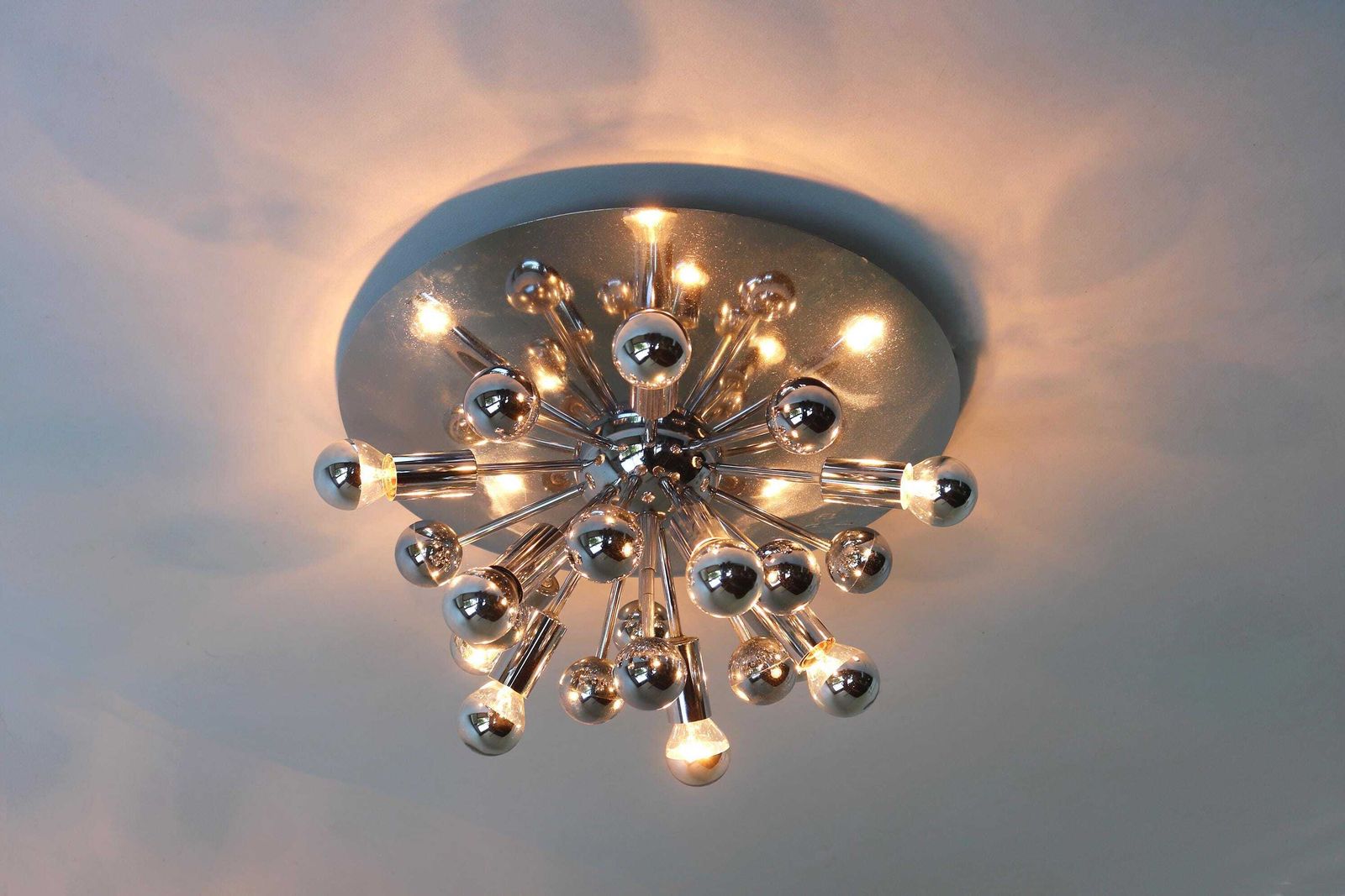 Sputnik Space Age Plafondlamp Of Wandlamp Van Gaetano Sciolari Voor Boulanger, Italië Jaren 1960 – Verchroomd, Atomair, Vintage