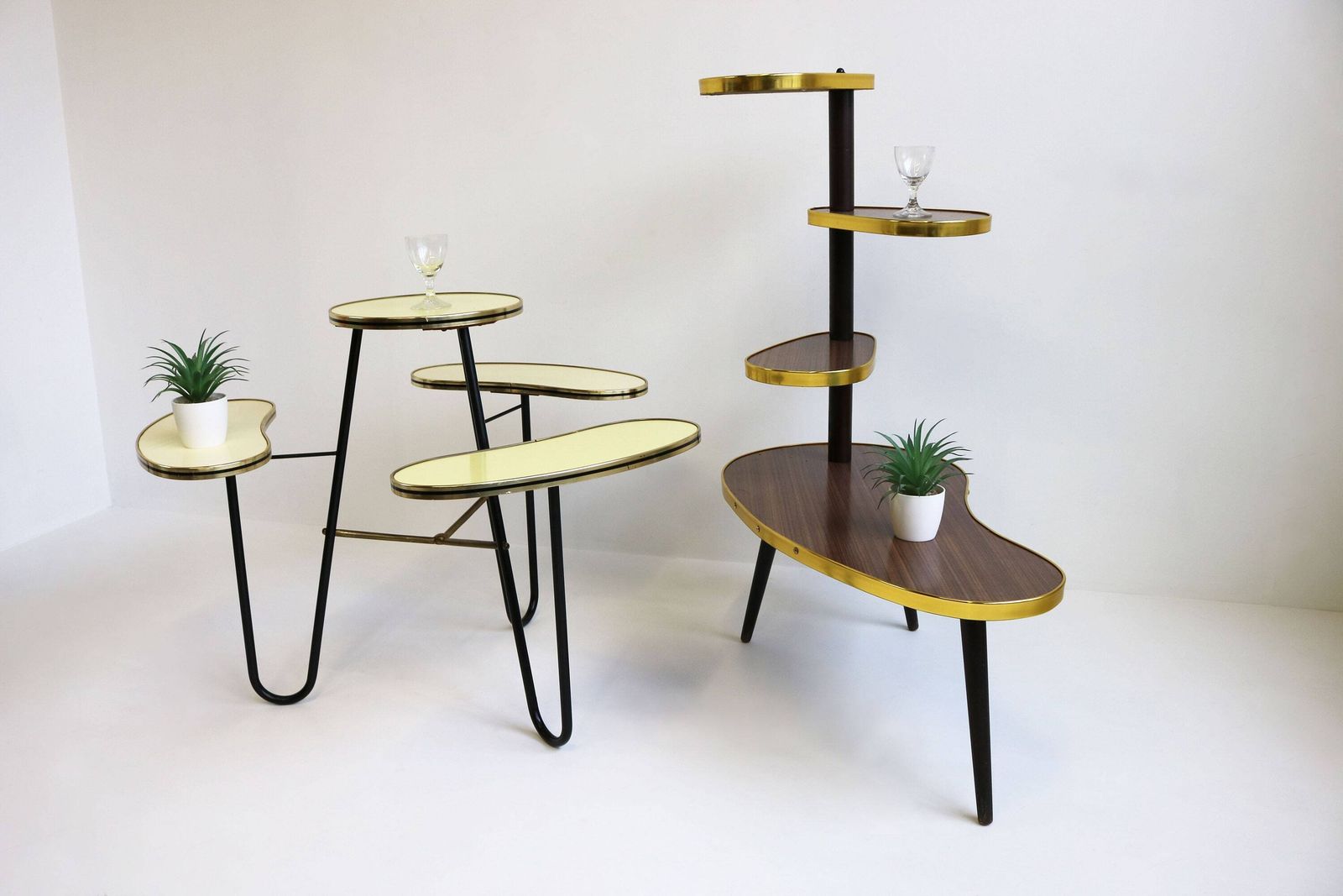 photo for sale Beautiful Rare Minimalist Vintage Plant Stand 60s Design Kidney Shaped Indoor German Planter Midcentury Modern Furniture Tiered Side Table