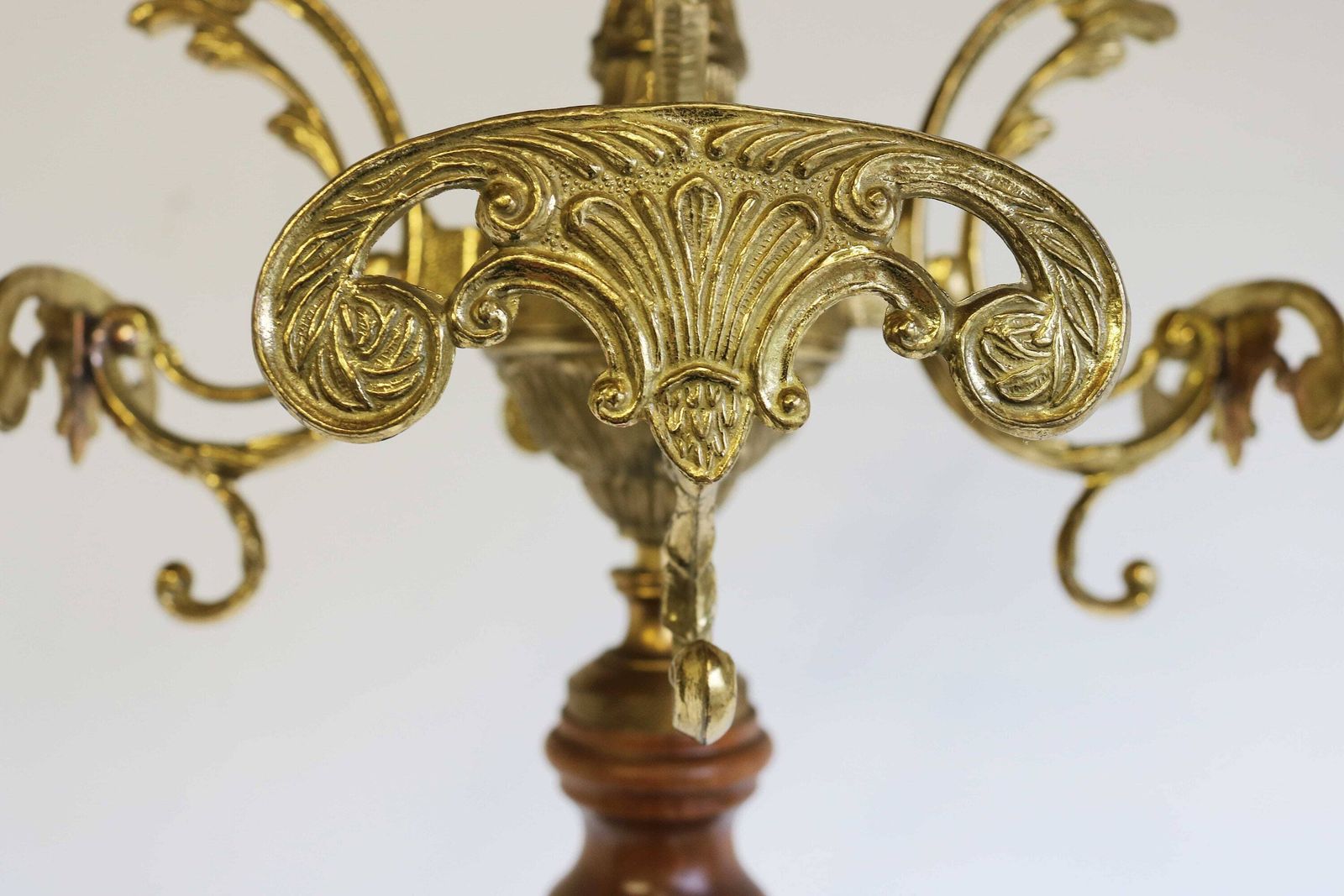 Twisted Wood & Ornate Brass Italian Coat Hat Rack Hall Tree Floor Stand Hollywood Regency Vintage Women's Faces Bedroom Furniture 50s photo for sale
