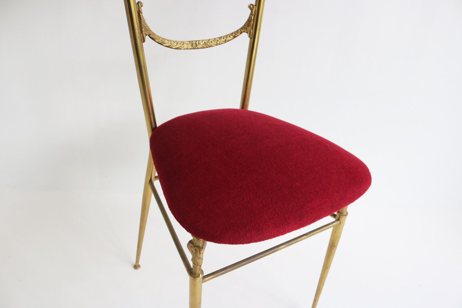 Brass Italian Mid Century Modern Side Chair By Chiavari, Dining Chair By Giuseppe Gaetano Descalzi Extra High Backed Hollywood Regency 1960s photo Furniture