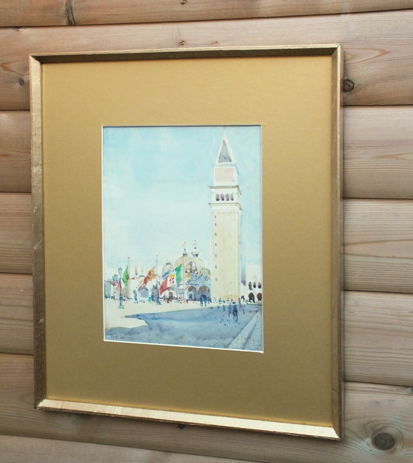 St Marks Basilica & Campanile Venice Watercolour Painting Signed Framed Original photo 79.0