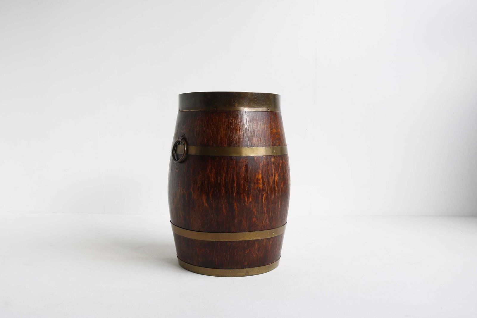 Antiek Art Deco Parapluhouder En Wandelstokstandaard Van Eiken En Koper, Gemerkt Exfa, 1920–1930 photo furniture
