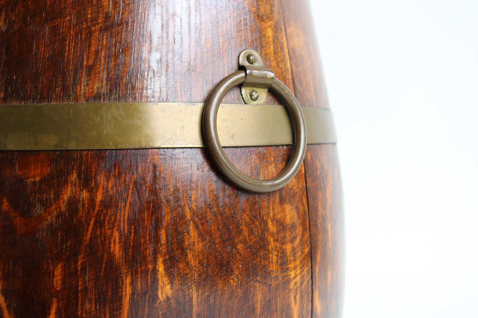 Antiek Art Deco Parapluhouder En Wandelstokstandaard Van Eiken En Koper, Gemerkt Exfa, 1920–1930 photo for sale