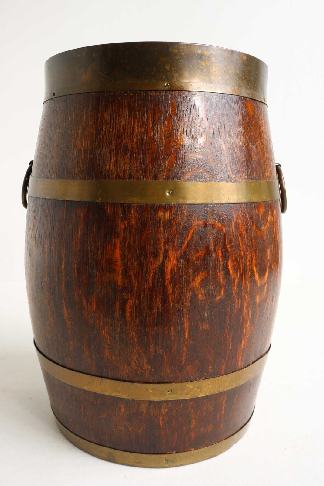 Antiek Art Deco Parapluhouder En Wandelstokstandaard Van Eiken En Koper, Gemerkt Exfa, 1920–1930 photo 562.0