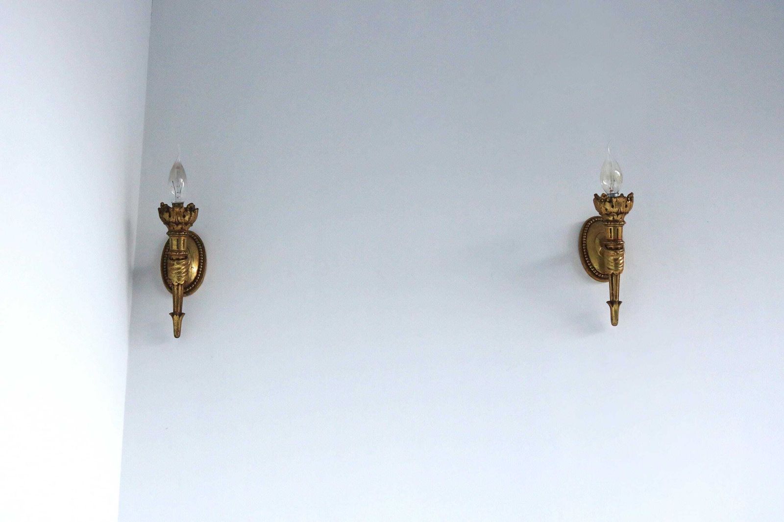 Paar Antieke Franse Empire Stijl Bronzen Wandfakkels, Set Van Twee Wandlampen, Ca. Jaren 1900 photo Verlichting