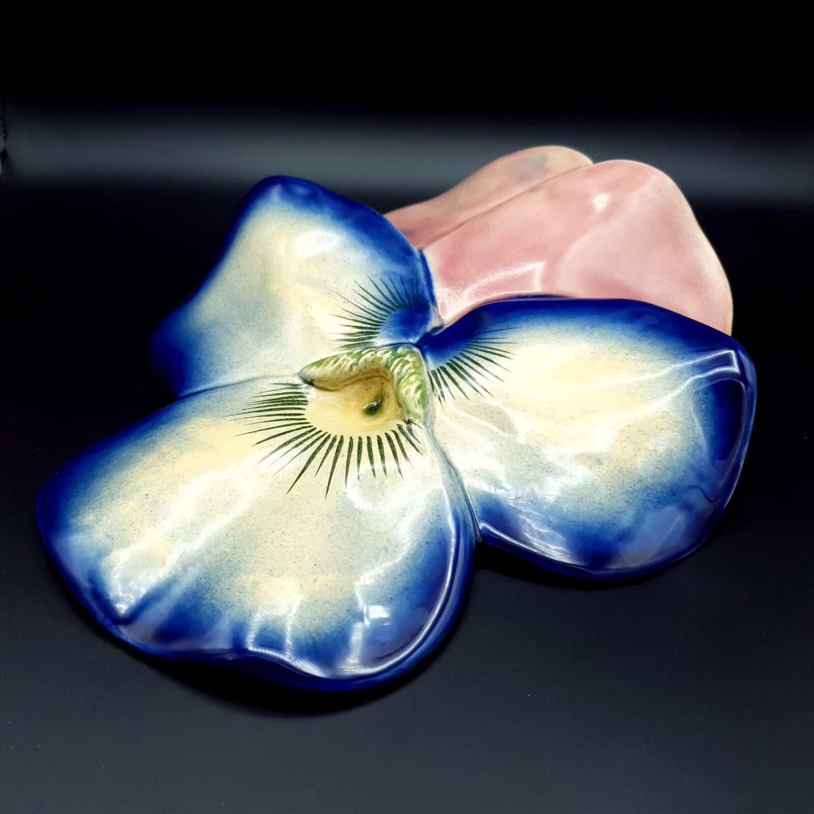 Olfaire Flower Orchid Vase Large Wall Pocket Majolica Portugal Retro Very Rare photo for sale