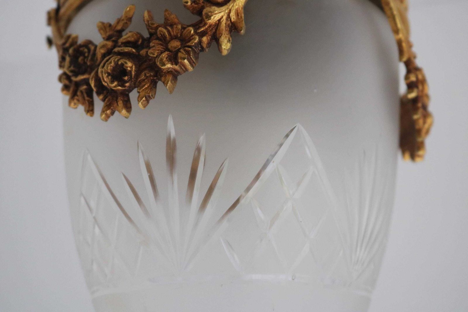 Mid  Century French Hanging Lamp In Gilded Brass And Frosted Etched Glass Art Nouveau Style Teardrop Shape Ceiling Lamp Louis XVI Style photo buy