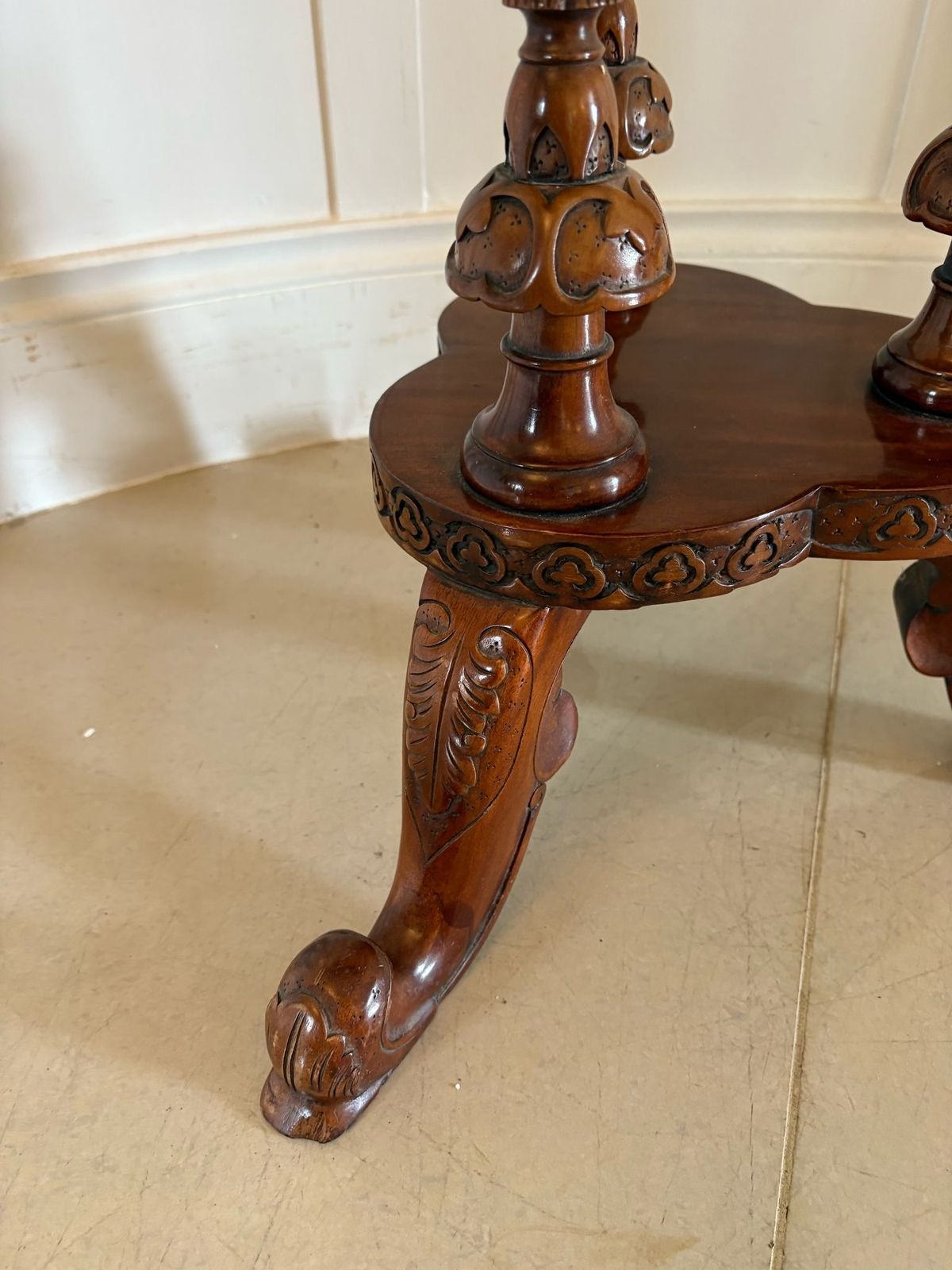 Antique Early 20th Century Carved Mahogany Side Table photo vinterior