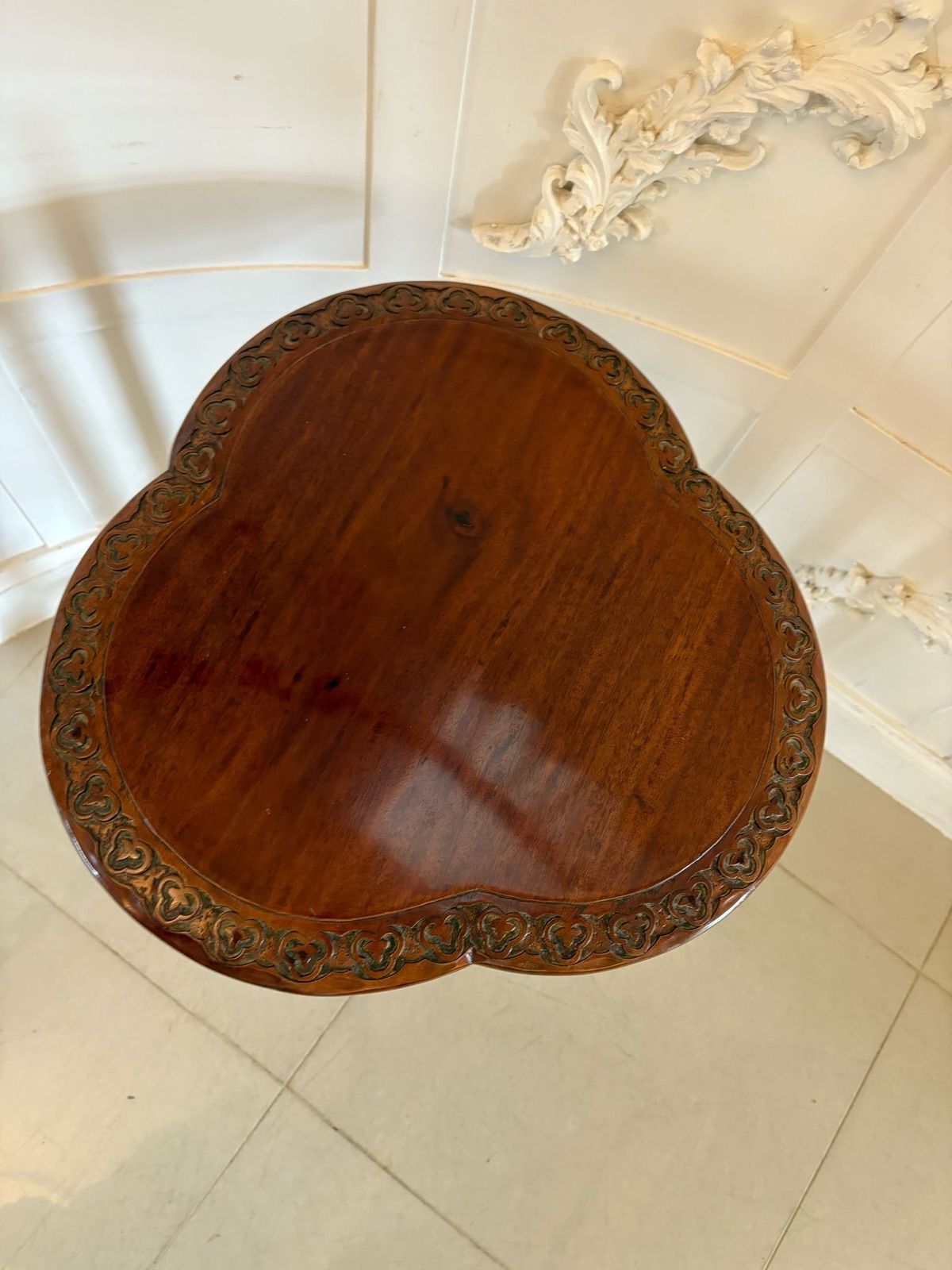 photo furniture Antique Early 20th Century Carved Mahogany Side Table