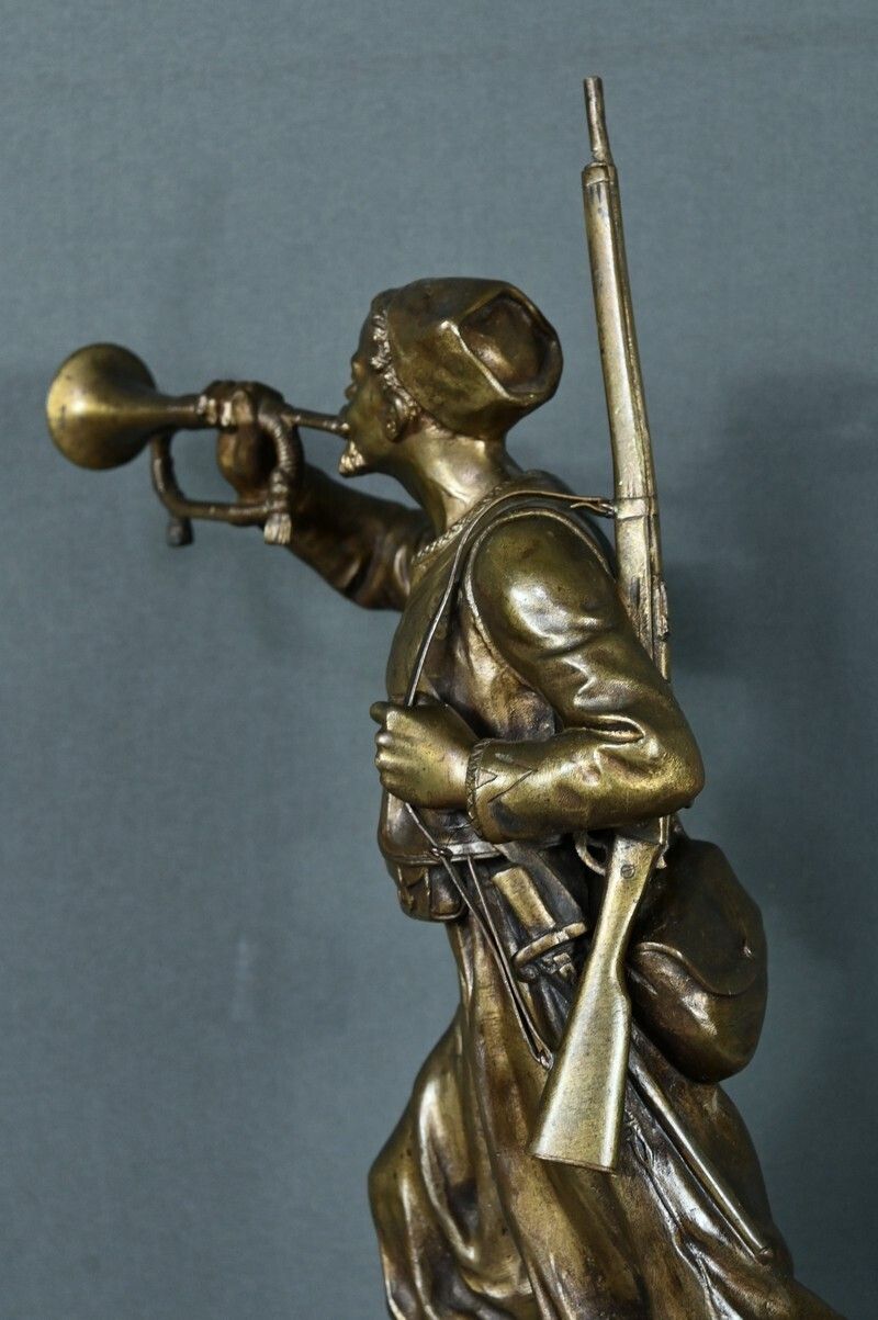 photo buy Bronze “The Zouave Trumpeter” By E. Carlier – Early 20th Century