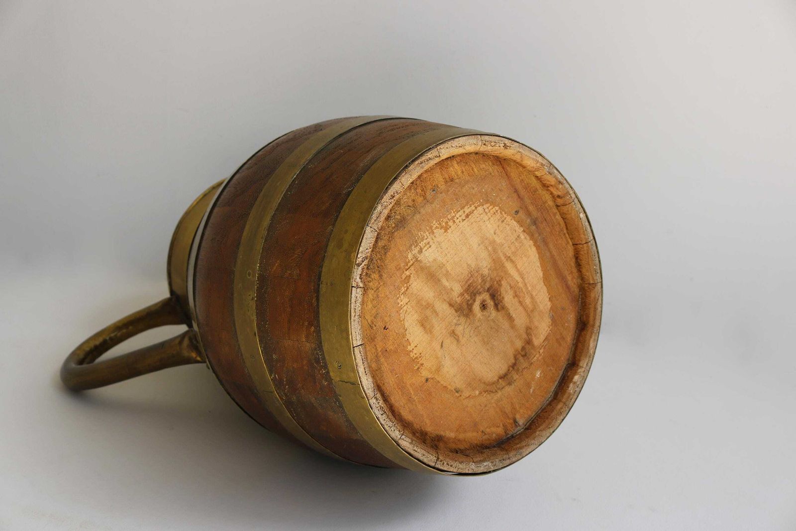 photo furniture Massive Xl Antique French Copper And Oak Pitcher, Big Wine Jug Large French Umbrella Holder Stick Stand 1900
