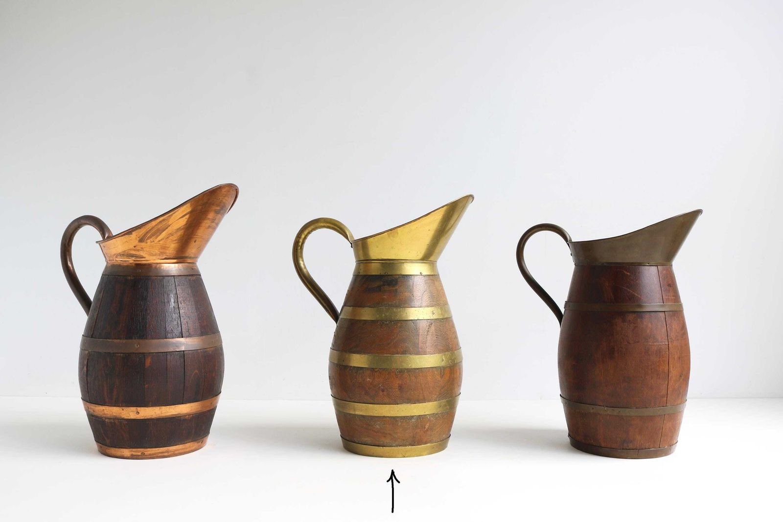 photo for sale Massive Xl Antique French Copper And Oak Pitcher, Big Wine Jug Large French Umbrella Holder Stick Stand 1900