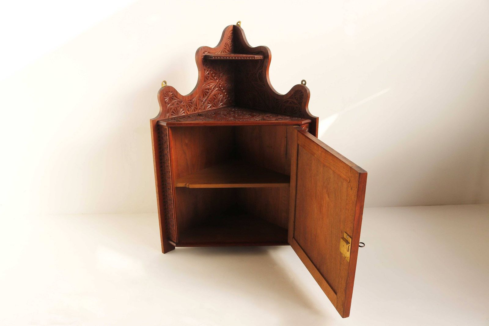 Antique Dutch Provincial Chip Carved Wood Carved Corner Cabinet Medicine Bathroom Kitchen Cabinet Small Wall Cabinet Key Cabinet 1920 photo buy
