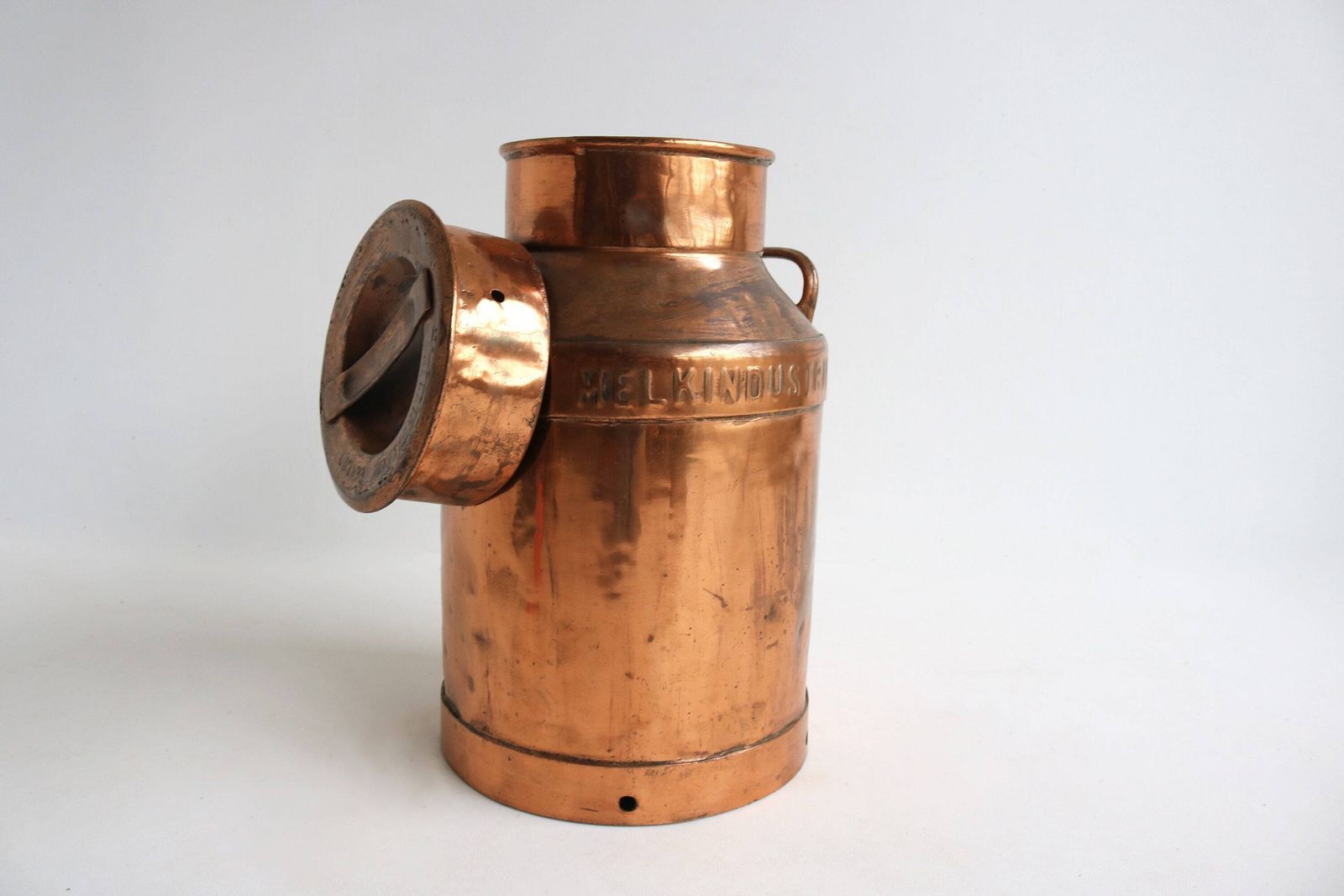 Authentic Antique Belgium Copper Plated Milk Jar Umbrella Stand Holder 1880  1900s Country Style Can Farm Late 19th Century Milk Container