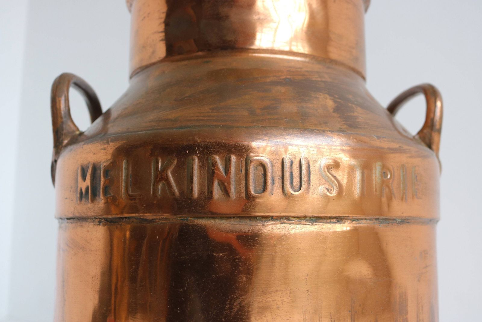 Authentic Antique Belgium Copper Plated Milk Jar Umbrella Stand Holder 1880  1900s Country Style Can Farm Late 19th Century Milk Container photo for sale