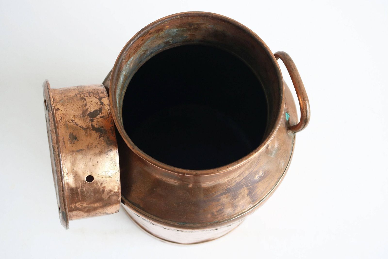 photo furniture Authentic Antique Belgium Copper Plated Milk Jar Umbrella Stand Holder 1880  1900s Country Style Can Farm Late 19th Century Milk Container