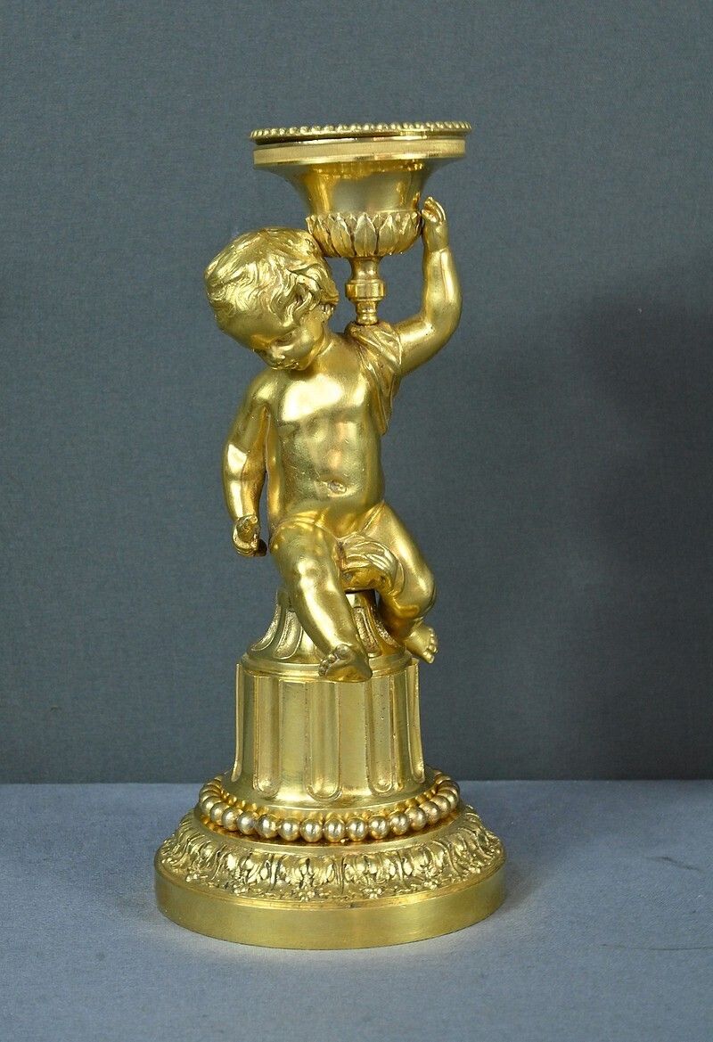 Pair Of Gilt Bronze Candlesticks, Louis XVI – Mid 19th Century photo 1210.0