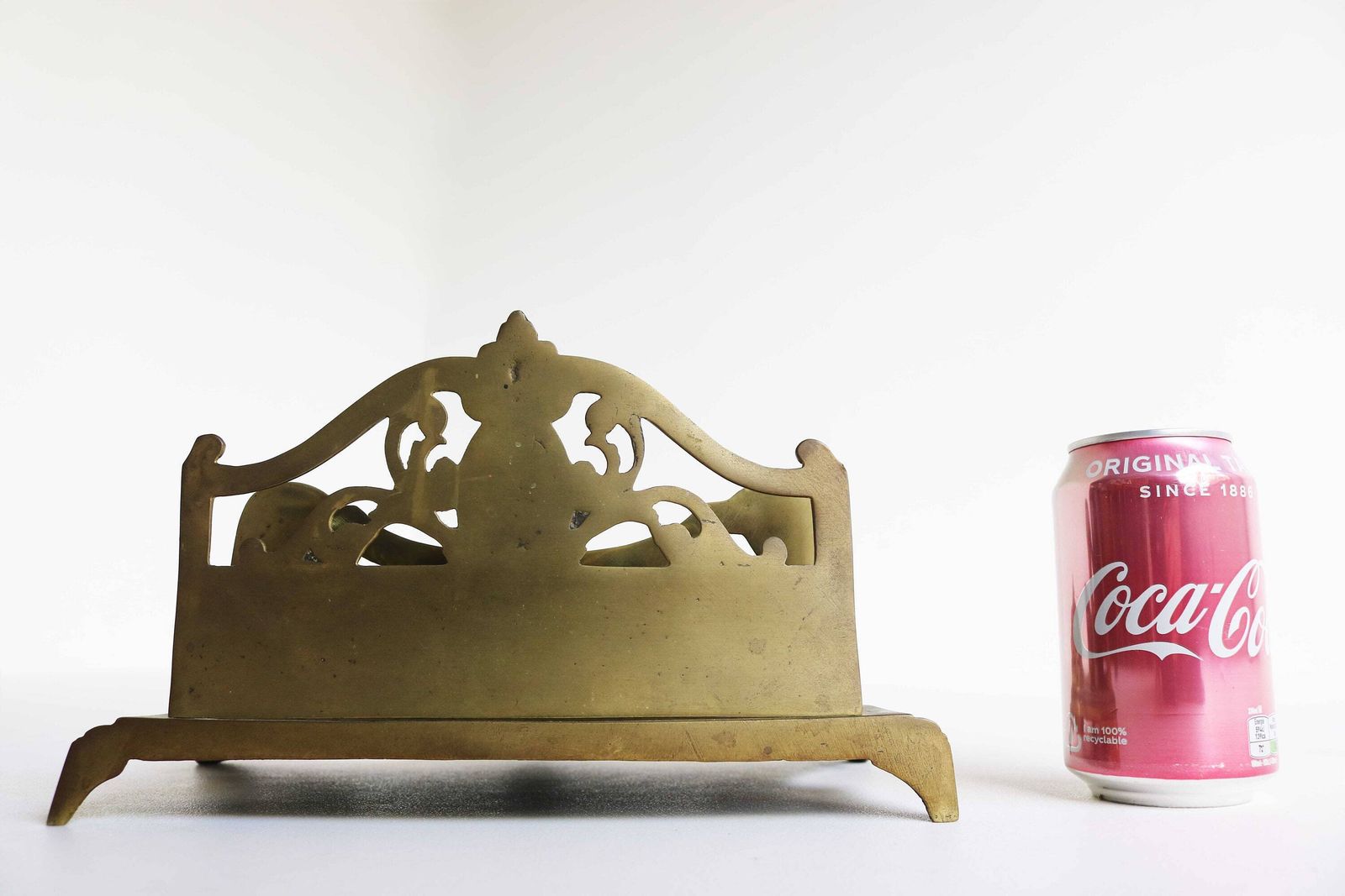 Antique Bronze Desk Stand With Double Inkwells Letter Rack And Porcelain Ink Holders, Hand Crafted France 1900s photo vintage