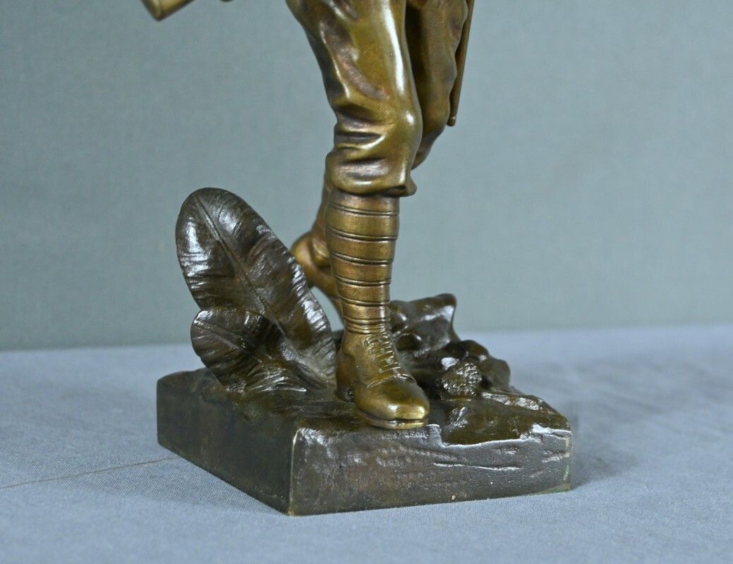 Art Bronze “The Alpine Hunter”, Signed E.Carlier – Late 19th Century photo