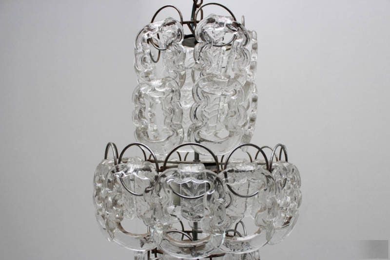 Mid Century Modern Glazen Hanglamp Van Murano Glas, Ontwerp Angelo Mangiarotti Voor Vistosi, Ca. Jaren 1960 photo vintage