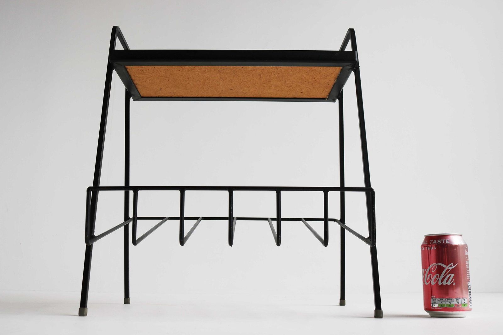 photo for sale Juliette Belarti Style Vintage Handmade Tile Top Iron Magazine Rack 50s Funky Magazine Holder Retro Side Table Mid Century Newspaper Rack