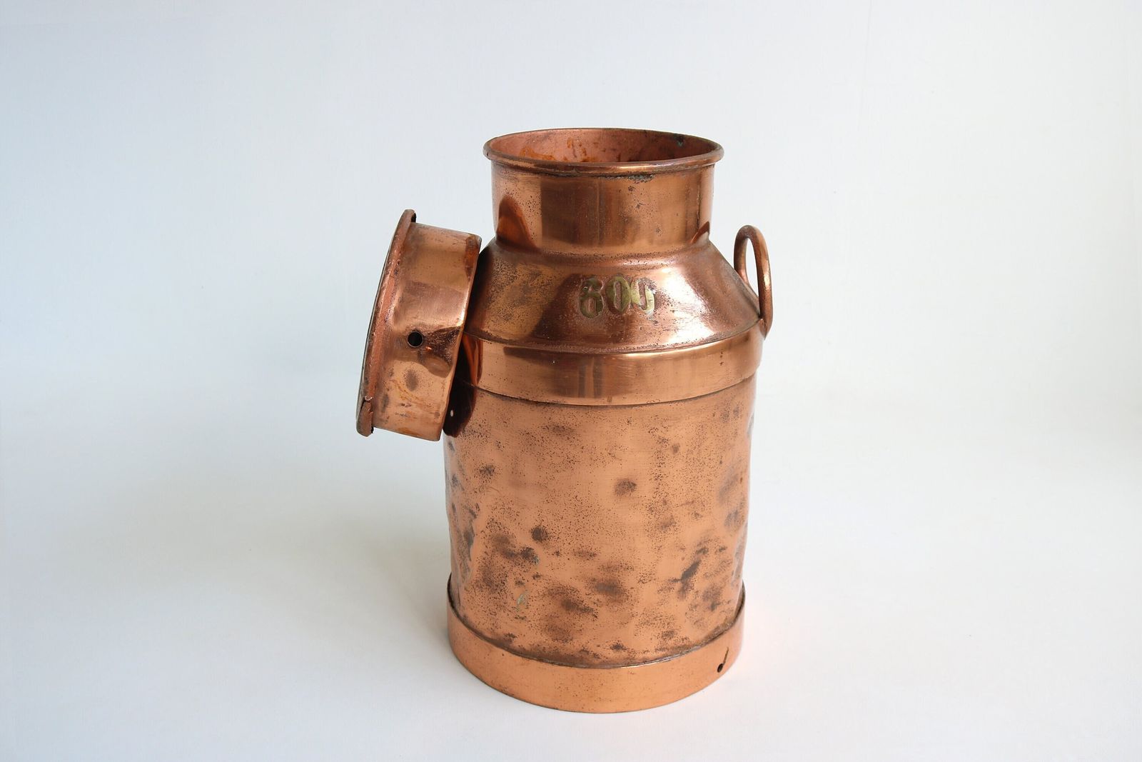 Dutch Antique Copper Plated Milk Jar Jumbo Holland Number 600 Umbrella Stand Holder 1880 1900s Country Style Can Farm Milk Container Vessel