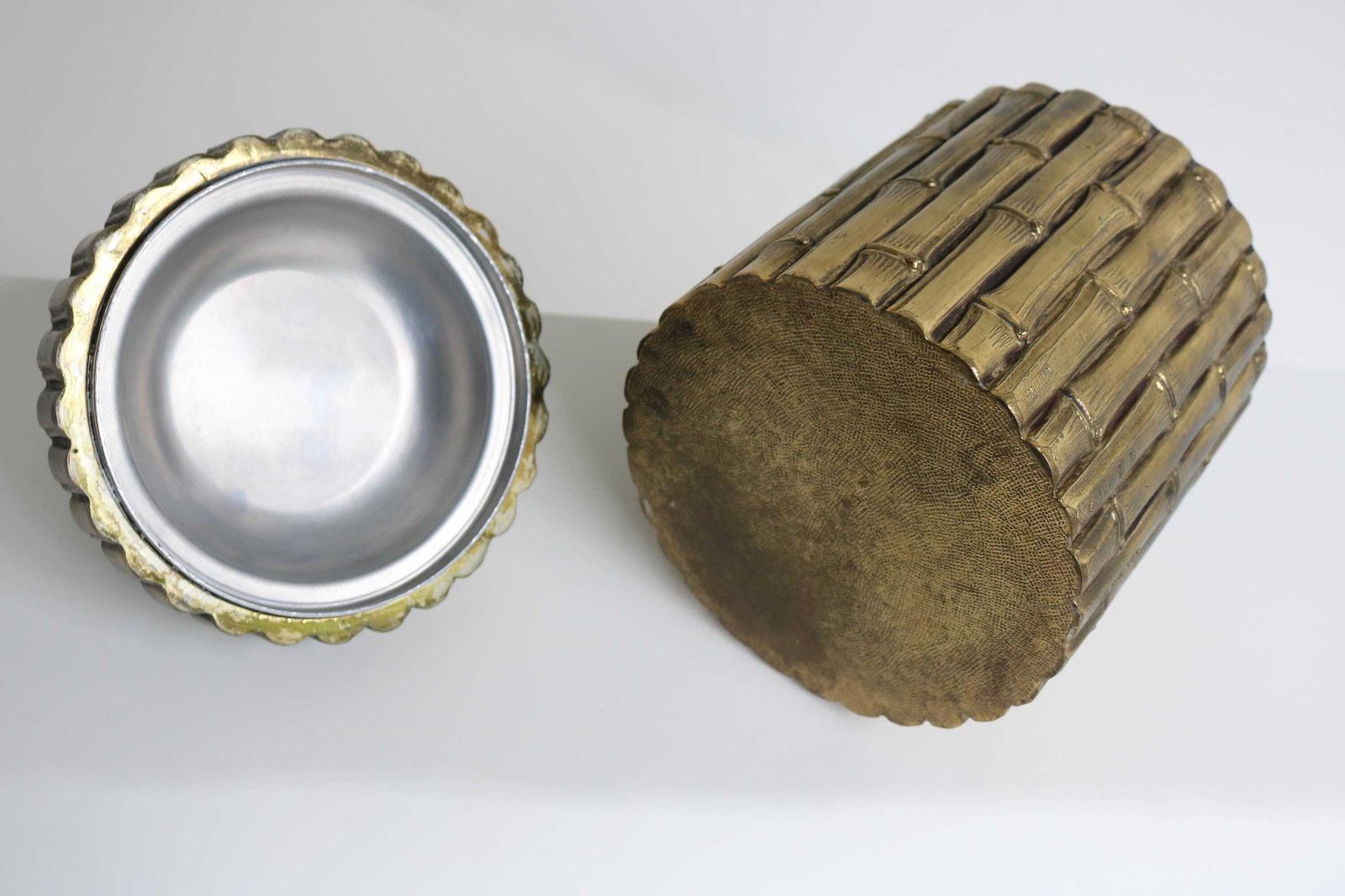 photo furniture Exquisite Italian Mid Century "Bamboo" Ice Bucket By Maura Manetti, Made In Italy 1960s 1970s
