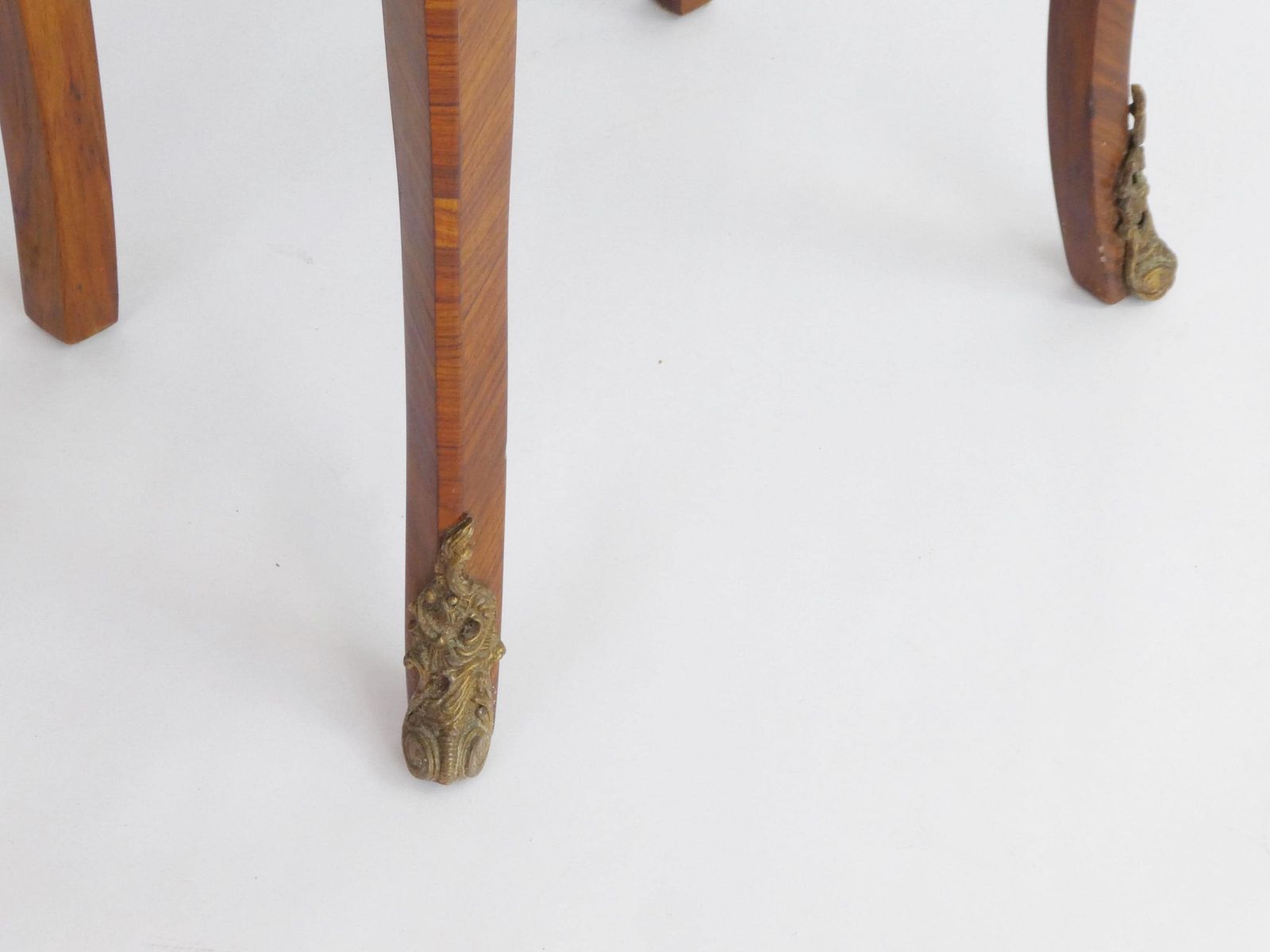 Antique Louis XV Style Side Table With Brown Marble Top, Small Chest With Brass Details, Wonderful Wooden Nightstand With Marquetry Details photo buy