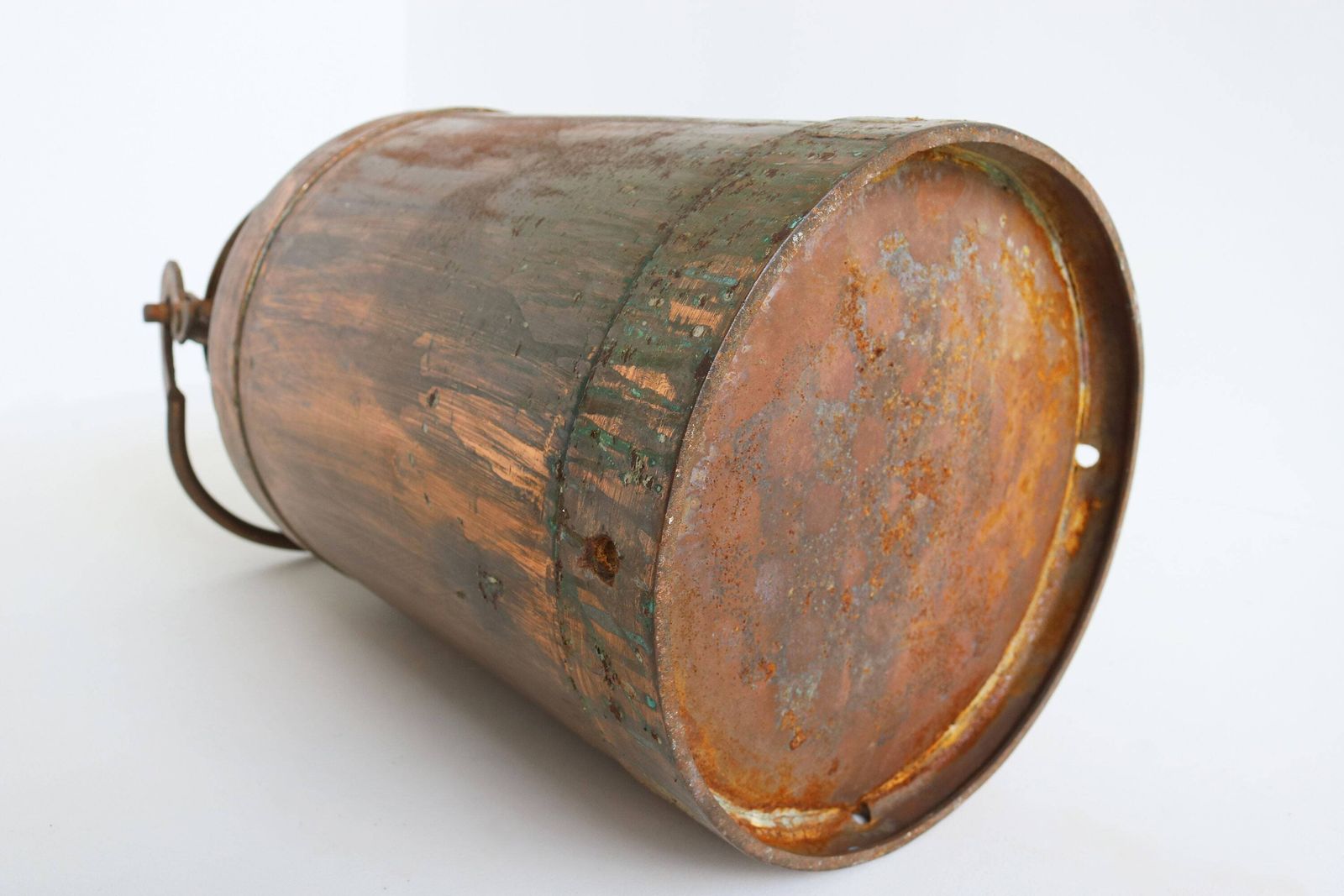 Rustic 19th Century Patinated Copper Plated Milk Container Can Farm Country Style Umbrella Stand Antique Circa 1890 With Lid Carry Handle photo vintage