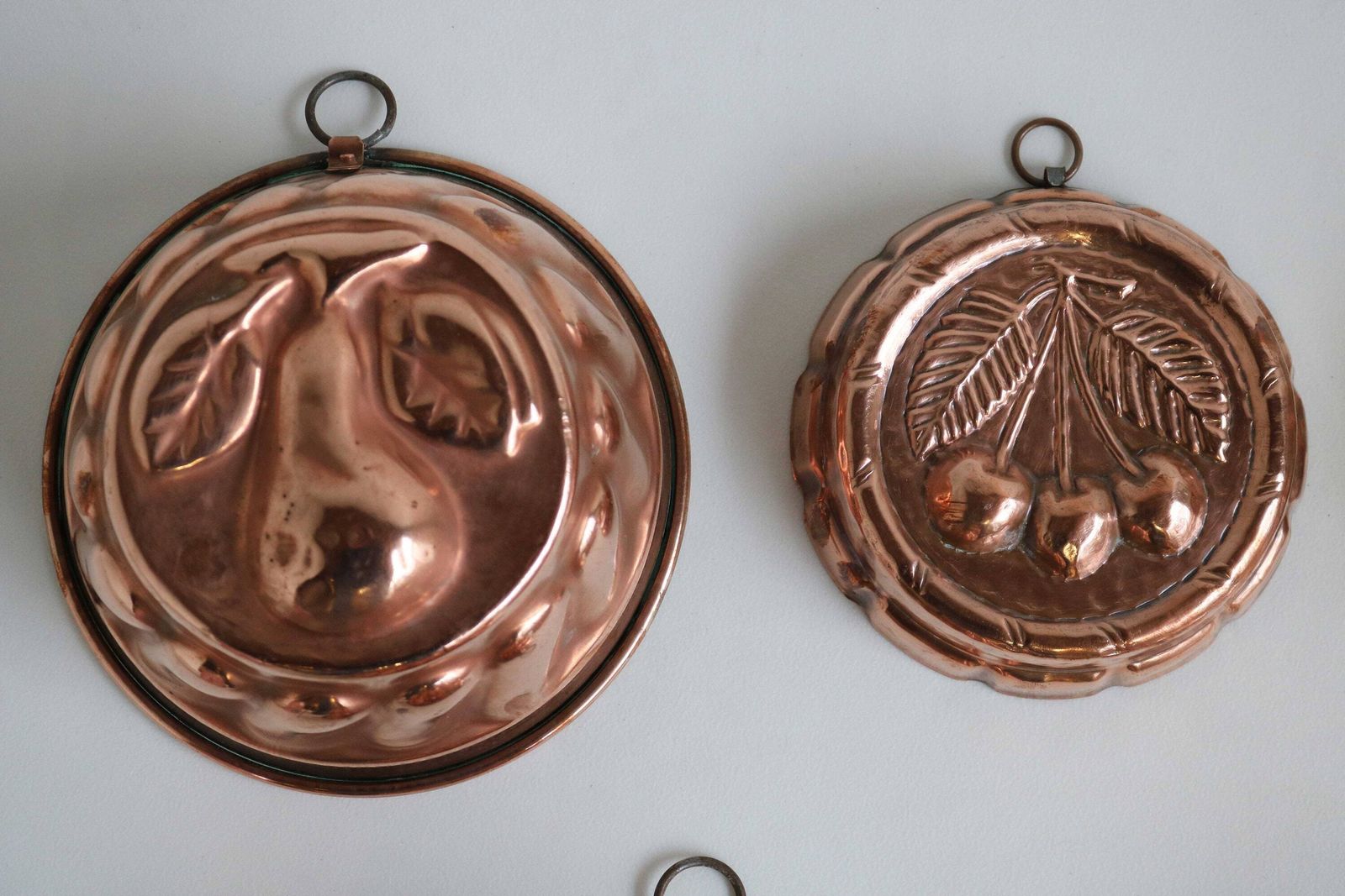 Seven Magnificent Pieces Cake Jelly Pudding Chocolate Molds French 19th Century Country Kitchen Copper Ware Wall Hanging Decor Farmhouse photo furniture