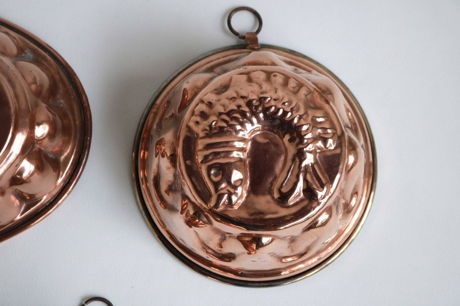 Seven Magnificent Pieces Cake Jelly Pudding Chocolate Molds French 19th Century Country Kitchen Copper Ware Wall Hanging Decor Farmhouse photo 804.0