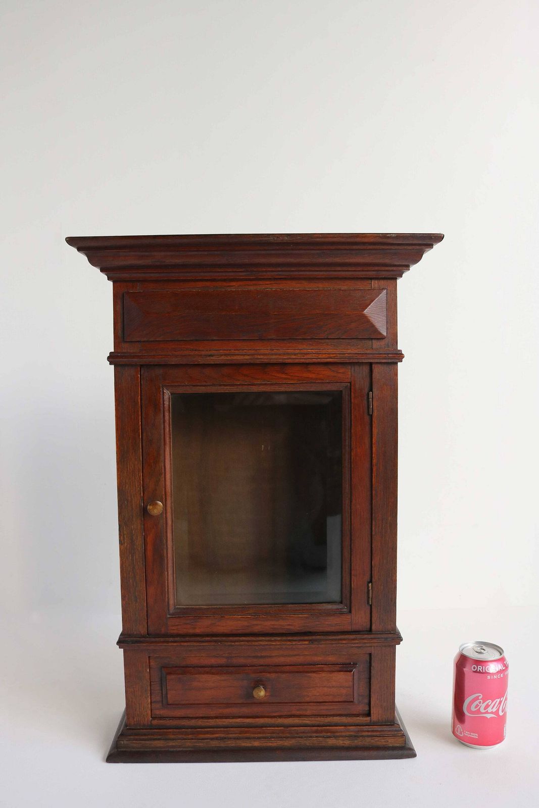 Antique Wood Medicine Bathroom Apothecary Cabinet Clear Beveled Glass Drawer Small Wall Cabinet Kitchen Cabinet Display Cabinet 1880   1900s photo vintage