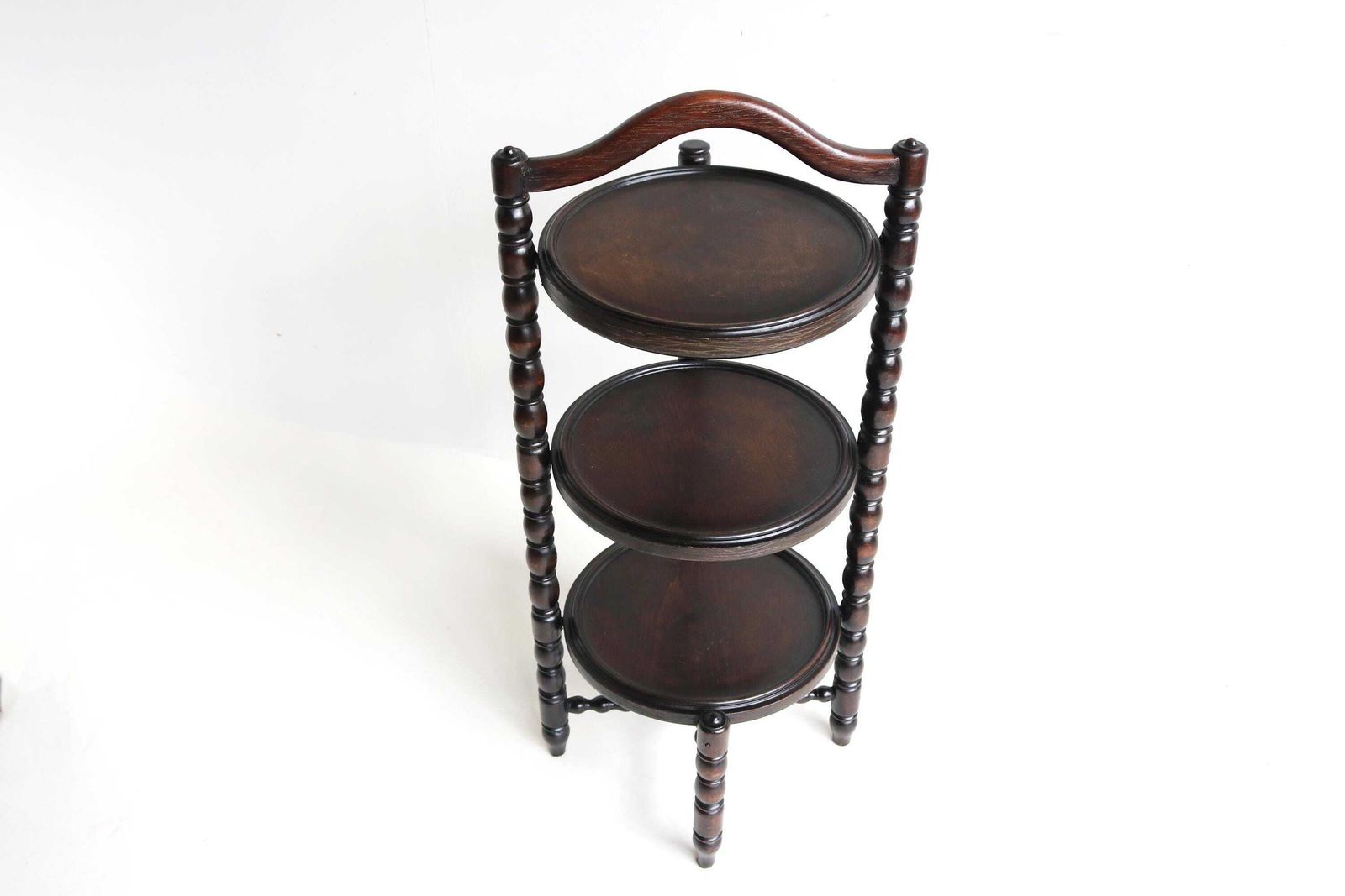 Antique Oak Bobbin Cake Pie Pastry Muffin Stand Turned Three Tier Stand Vintage Display Table Plant Stand Afternoon Tea Stand 1900s