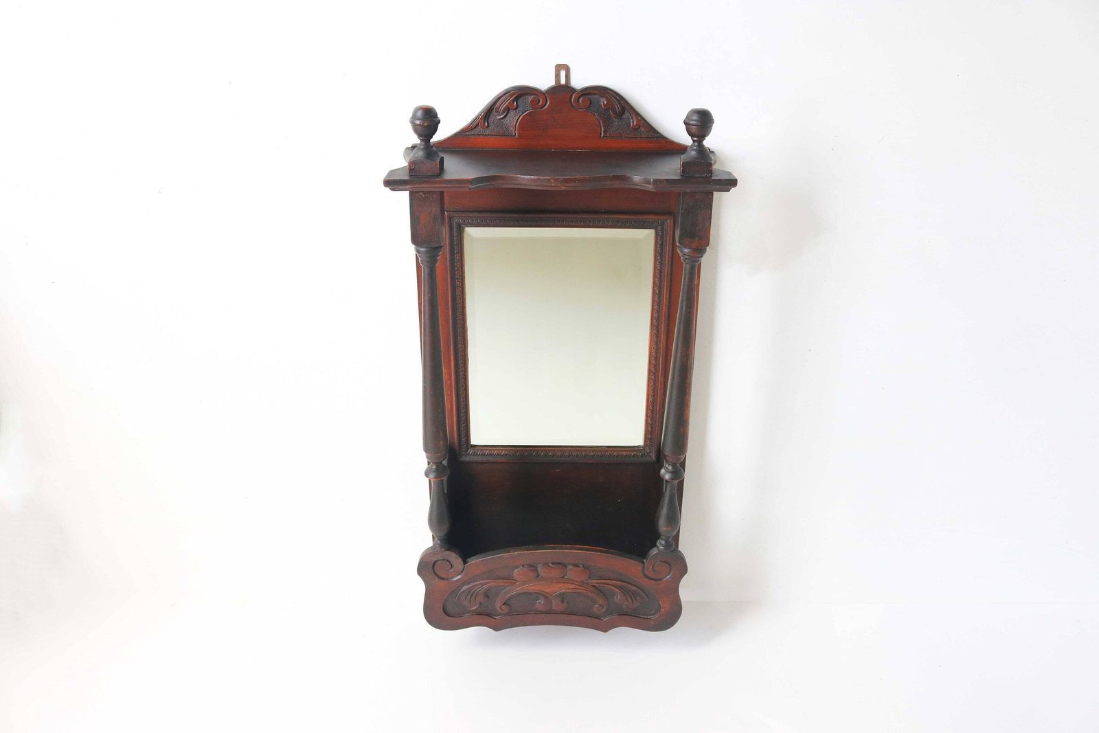 Handcarved Antique Hanging Cabinet Beveled Mirror Cabinet Hall Unit Toilet Cabinet Wall Mirror Mirror In Art Nouveau Style Jugendstil 1900s photo for sale