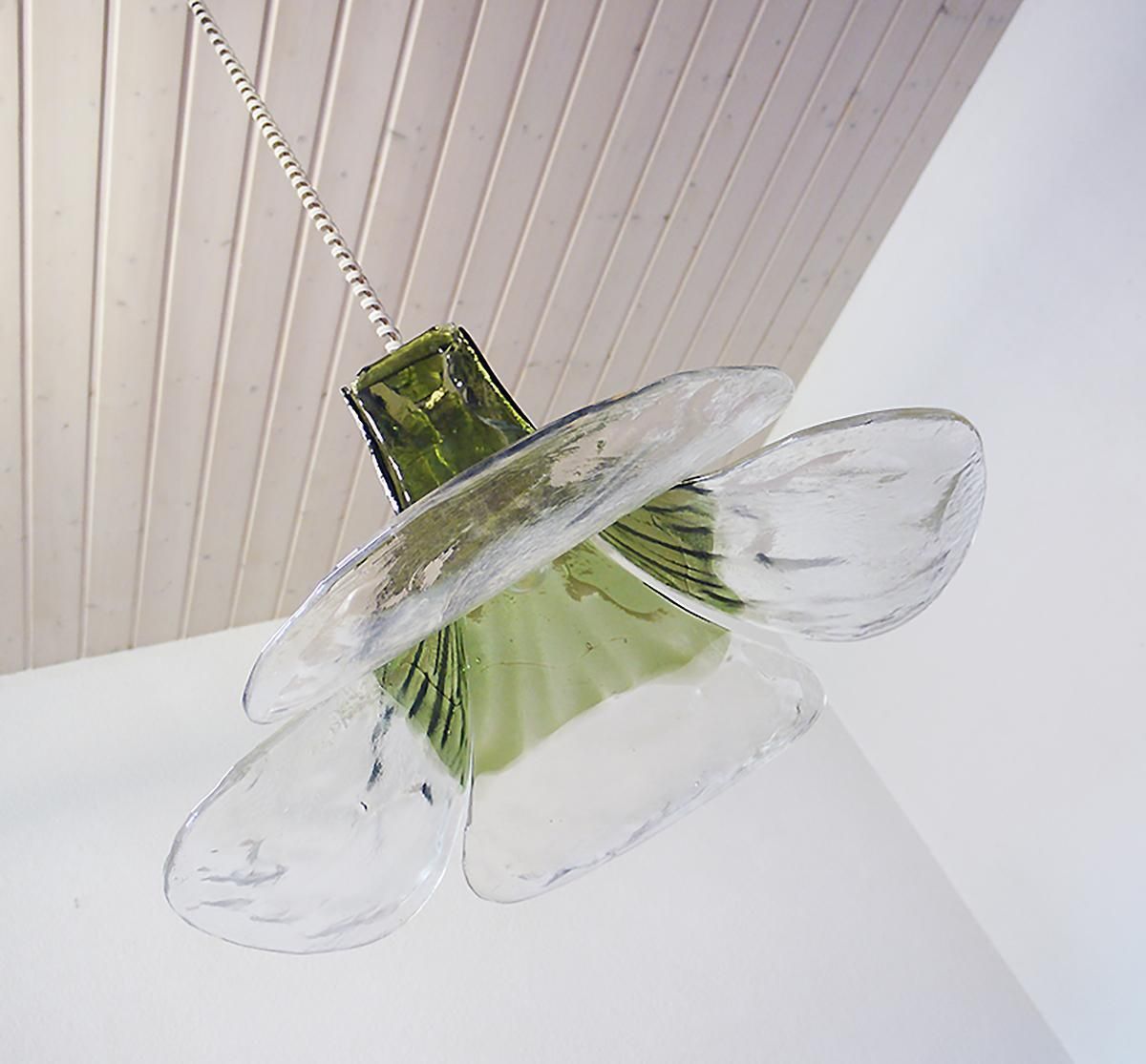 Mazzega Tulip Pendant Lamp Green & Clear Murano Glass By Carlo Nason Italy 1960s photo 2057.0