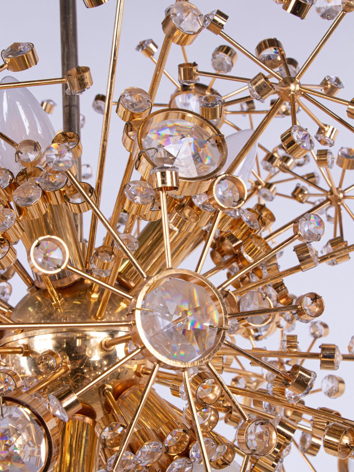 photo furniture 1960 Germany Palwa Sputnik Chandelier Swarovski Crystal & Gilt Brass