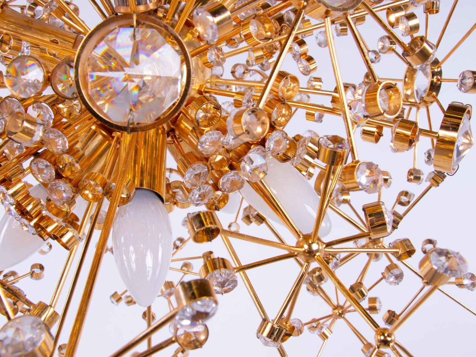 photo vinterior 1960 Germany Palwa Sputnik Chandelier Swarovski Crystal & Gilt Brass